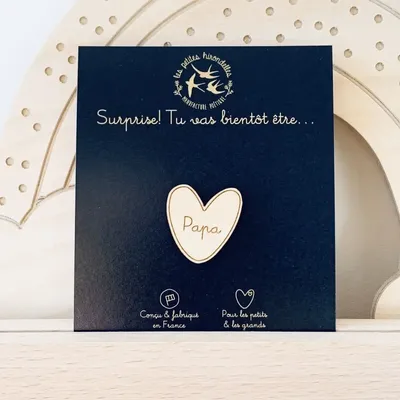 Brooches - Wooden pin's - Pregnancy announcement - Big Brother - LES PETITES HIRONDELLES