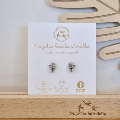 boucles-d-oreilles-en-bois-pailletees-eclairs - LES PETITES HIRONDELLES
