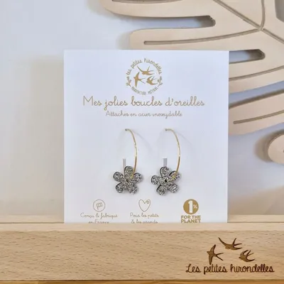 creoles-pailletees-fleurs - LES PETITES HIRONDELLES
