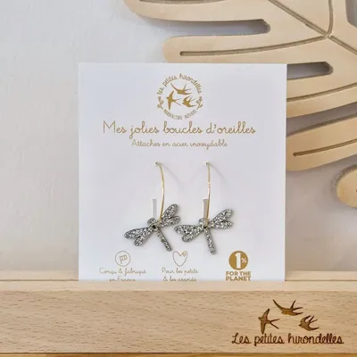 creoles-pailletees-libellules - LES PETITES HIRONDELLES