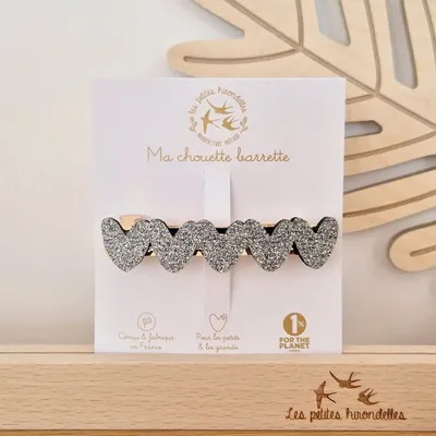 Accessoires cheveux - barrette-clip-coeurs - LES PETITES HIRONDELLES