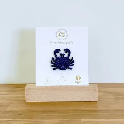 Broches - pin-s-feutrine-pailletee-crabe - LES PETITES HIRONDELLES