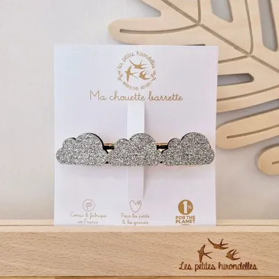 Accessoires cheveux - barrette-clip-nuages - LES PETITES HIRONDELLES