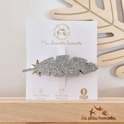 Hair accessories - Clip-on hair barrette - Feather - Silver - LES PETITES HIRONDELLES