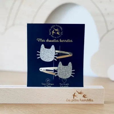 Accessoires cheveux - barrettes-doubles-chats-moustaches - LES PETITES HIRONDELLES