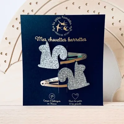 Accessoires cheveux - barrettes-doubles-ecureuils - LES PETITES HIRONDELLES