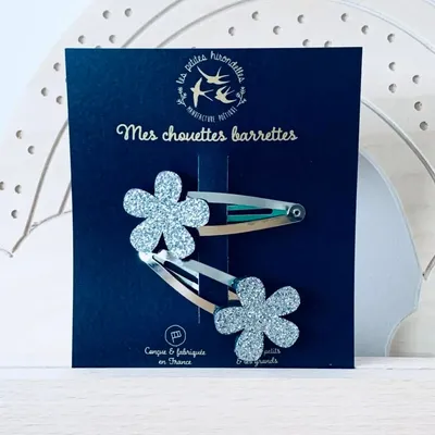 Accessoires cheveux - barrettes-doubles-fleurs - LES PETITES HIRONDELLES