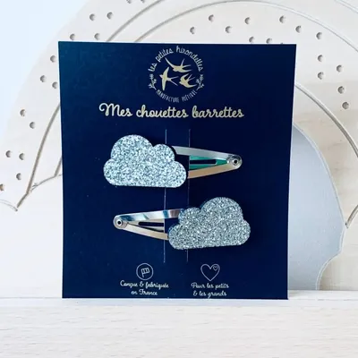 Accessoires cheveux - barrettes-doubles-nuages - LES PETITES HIRONDELLES