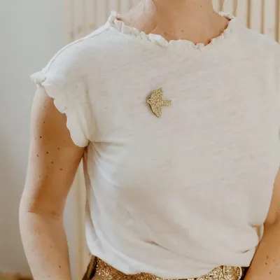 Brooches - Glitter felt brooch - Dove - Silver - LES PETITES HIRONDELLES