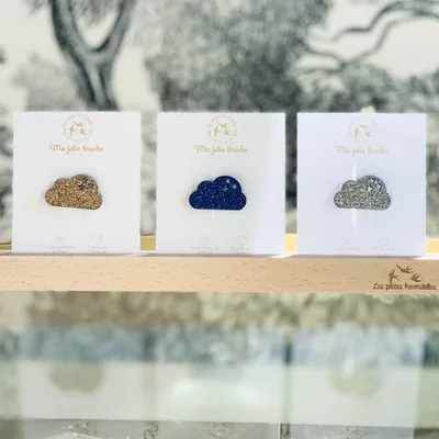 Broches - broche-feutrine-pailletee-nuage - LES PETITES HIRONDELLES
