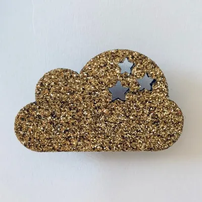Brooches - Glitter felt brooch - Cloud - Silver - LES PETITES HIRONDELLES