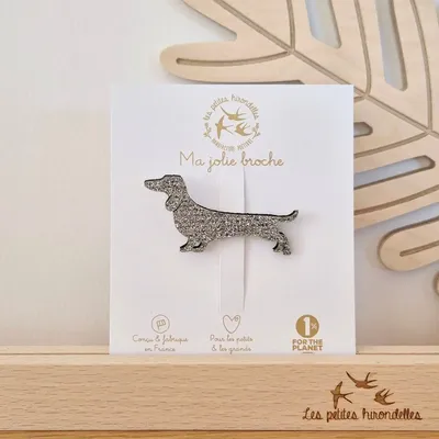 Broches - broche-feutrine-pailletee-teckel - LES PETITES HIRONDELLES