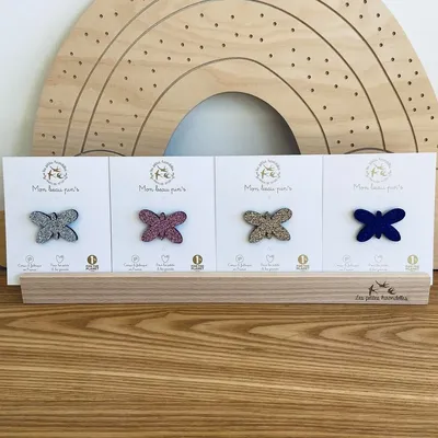 Broches - broche-feutrine-pailletee-papillon - LES PETITES HIRONDELLES