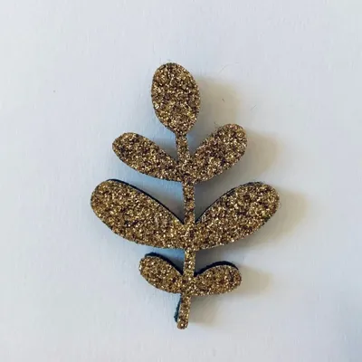 Brooches - Glitter felt pin's - Leafy branch - Silver - LES PETITES HIRONDELLES