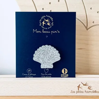Broches - pin-s-feutrine-pailletee-coquillage - LES PETITES HIRONDELLES