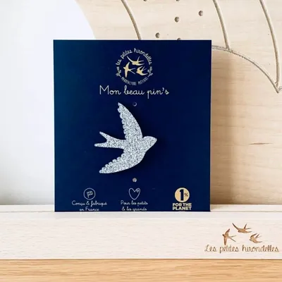 Broches - pin-s-feutrine-pailletee-hirondelle - LES PETITES HIRONDELLES