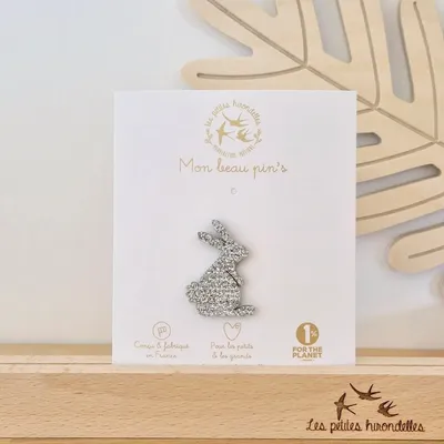 Broches - pin-s-feutrine-pailletee-lapin - LES PETITES HIRONDELLES