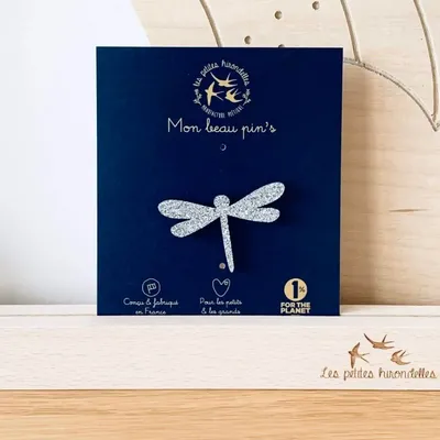 Brooches - Glitter felt pin's - Dragonfly - Silver - LES PETITES HIRONDELLES