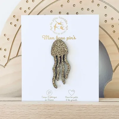 Broches - pin-s-feutrine-pailletee-meduse - LES PETITES HIRONDELLES
