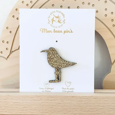 Broches - pin-s-feutrine-pailletee-mouette - LES PETITES HIRONDELLES