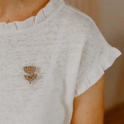 Broches - pin-s-feutrine-pailletee-fleur-tige - LES PETITES HIRONDELLES