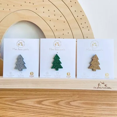 Brooches - Glitter felt pin's - Fir tree plein - Silver - LES PETITES HIRONDELLES