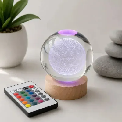 Lampes de bureau  - Boule de cristal Fleur de Vie 8 cm - MANDALASHOP