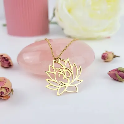 Jewelry - Gold-plated Lotus Flower and Aum pendant - MANDALASHOP