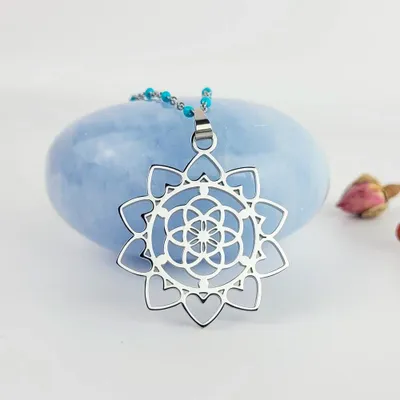 Jewelry - Lotus and Seed of Life Pendant - MANDALASHOP