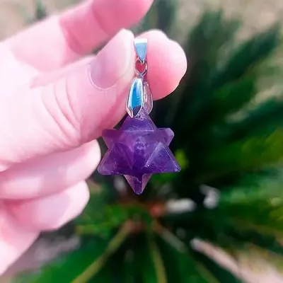 Jewelry - Amethyst Merkaba pendant - MANDALASHOP