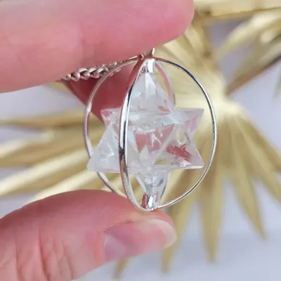 Bijoux - Pendentif Merkaba en cristal de roche - MANDALASHOP