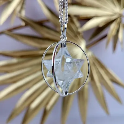 Bijoux - Pendentif Merkaba en cristal de roche - MANDALASHOP