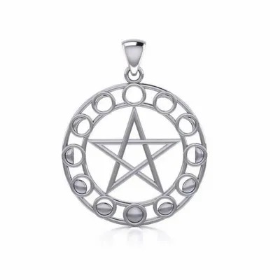 Jewelry - Pentacle with moon phases pendant - MANDALASHOP