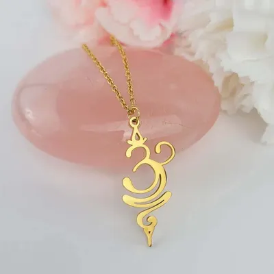 Jewelry - Gold plated Unalome Om pendant - MANDALASHOP