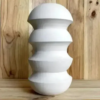 Poterie - Vase sculptural et géométrique en porcelaine blanche - Palindrome B6S - CALLIGRAMME