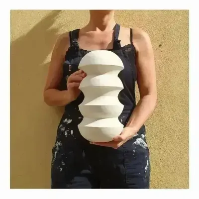 Poterie - Vase sculptural et géométrique en porcelaine blanche - Palindrome B6S - CALLIGRAMME