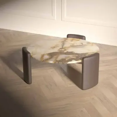 Coffee tables - Low Jewels, onyx and leather coffee table - STONEFORM