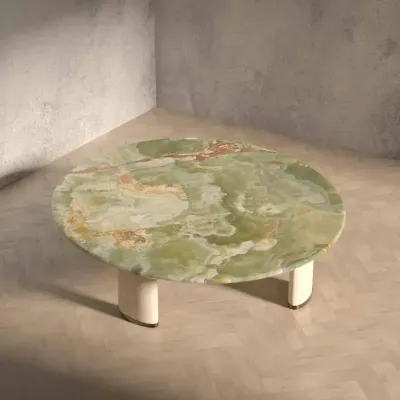 Coffee tables - Rea, green stone and wood coffee table - STONEFORM