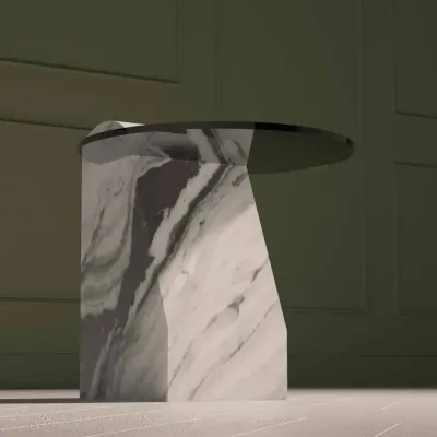 Coffee tables - Saffo, marble and glass side table - STONEFORM