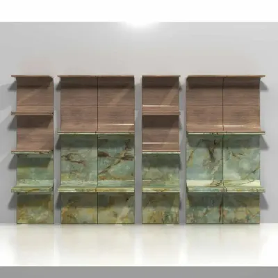 Bookshelves - Regola, modular bookcase in wood or onyx - STONEFORM