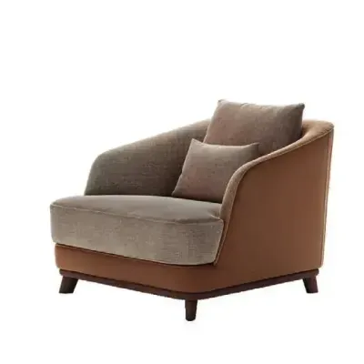 Fauteuils - Jacqueline, fauteuil cuir et tissu - BRIANFORM