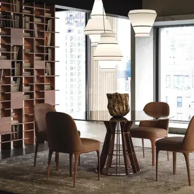 Dining Tables - Nastia, round table on fluted column - BRIANFORM