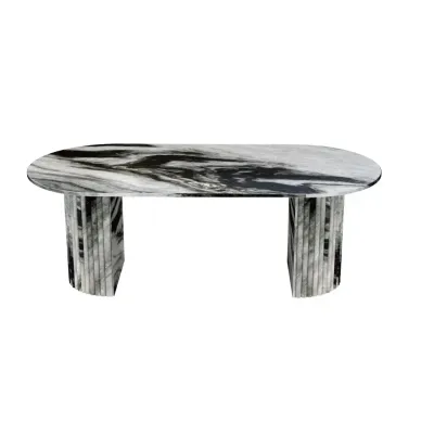 Tables de jardin - Table à manger - 200X100X75cm - Refleko - Marbre Panda - STONE VALLEY