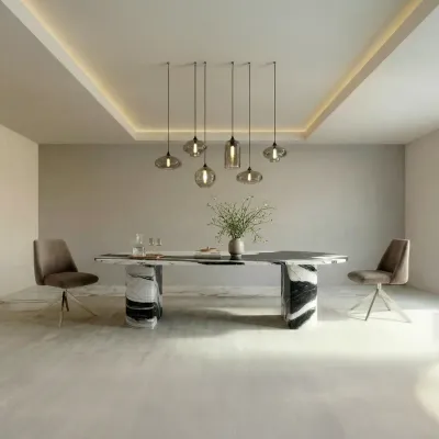Tables de jardin - Table à manger - 200X100X75cm - Refleko - Marbre Panda - STONE VALLEY