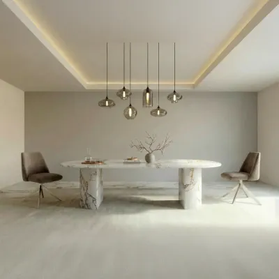 Tables for hotels - Dining Tables -200X100X75 cm - Refleko - Marbre Calacatta Oro - STONE VALLEY