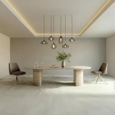 Tables de jardin - Tables à manger - 240X110X75 cm - Refleko - Travertin Classique - STONE VALLEY
