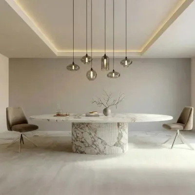 Lawn tables - Dining Tables -200X100X75 cm - Valleyra - Marbre Calacatta Oro - STONE VALLEY