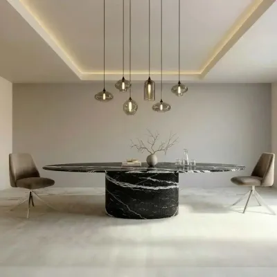 Dining Tables - Dining Tables -200X100X75 cm - Valleyra - Marbre Nero Maquina - STONE VALLEY