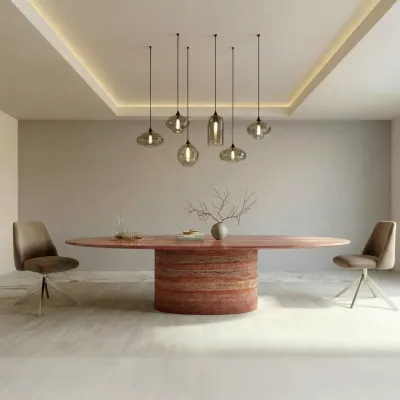 Tables pour hôtels - Tables à manger - 200X100X75 cm - Valleyra - Travertin Rouge - STONE VALLEY