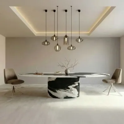 Tables Salle à Manger - Tables à manger - 240X120X75 cm - Valleyra - Marbre Panda - STONE VALLEY